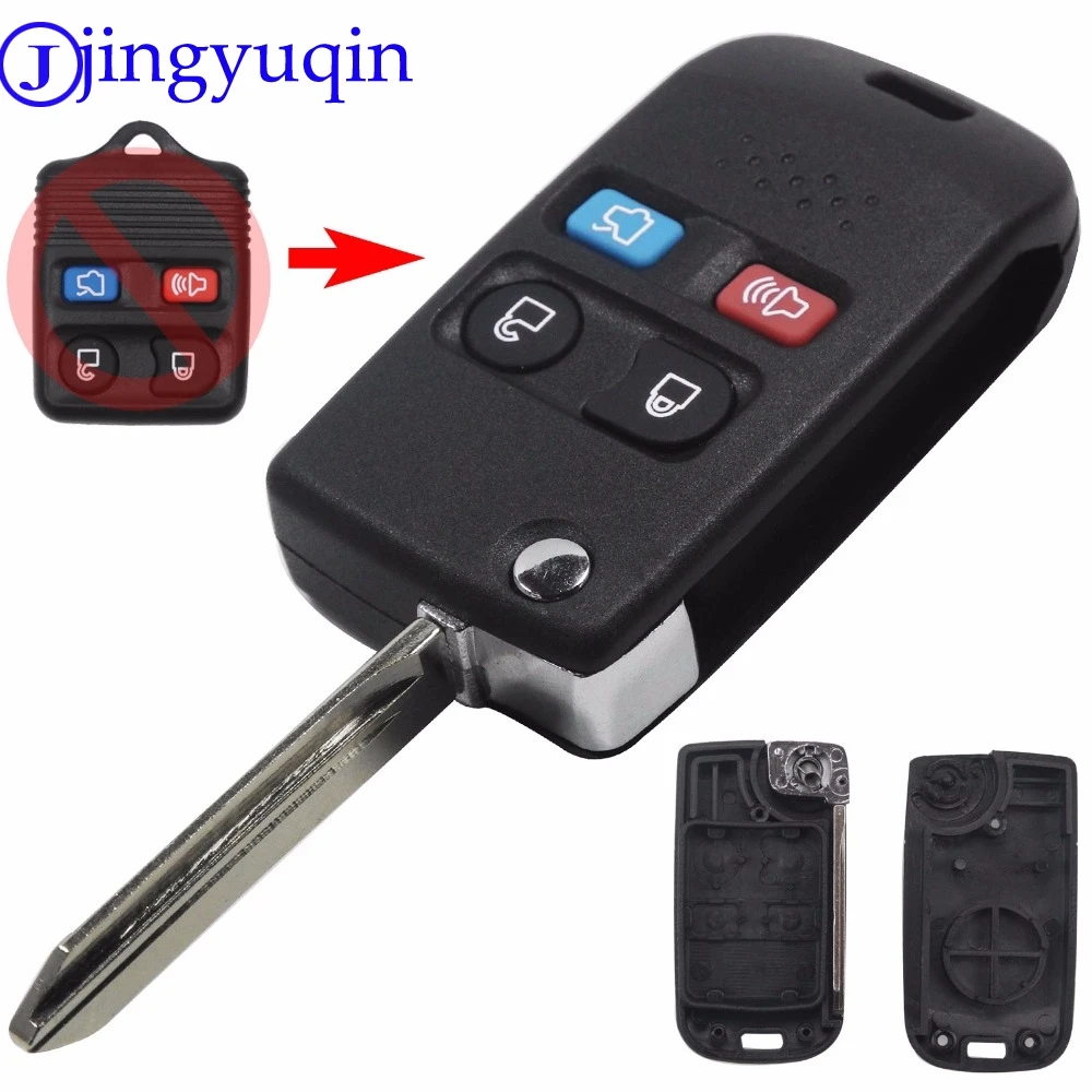 

jingyuqin Modified Remote Folding Flip Key Cover Case Shell For Ford Crown Victoria Escape ExpeditionExplorer Sport 4 Buttons