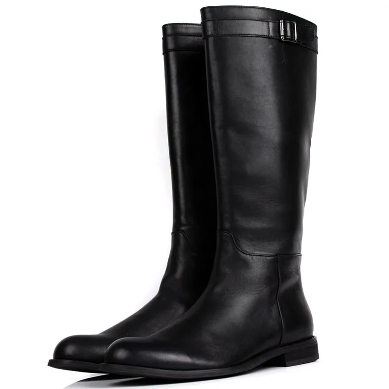 2017 Nouveau Hiver Hommes En Cuir de Haute Hiver Vintage Western Véritable Bottes Hommes Noir Moto