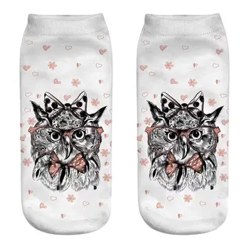 

2018 new ink moody owl woman and girl's fashion 3D printing socks