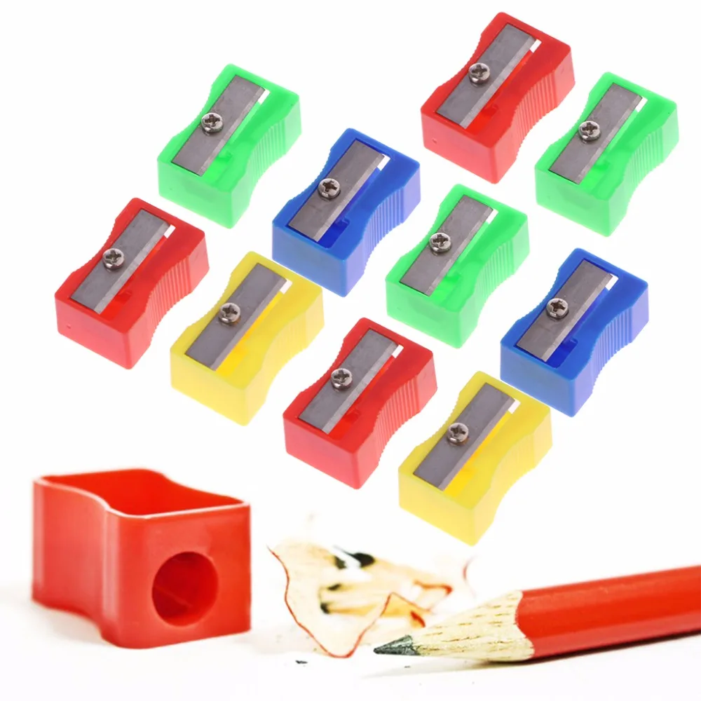 10Pcs Plastic Single Hole Pencil Hand held Sharpener School Office