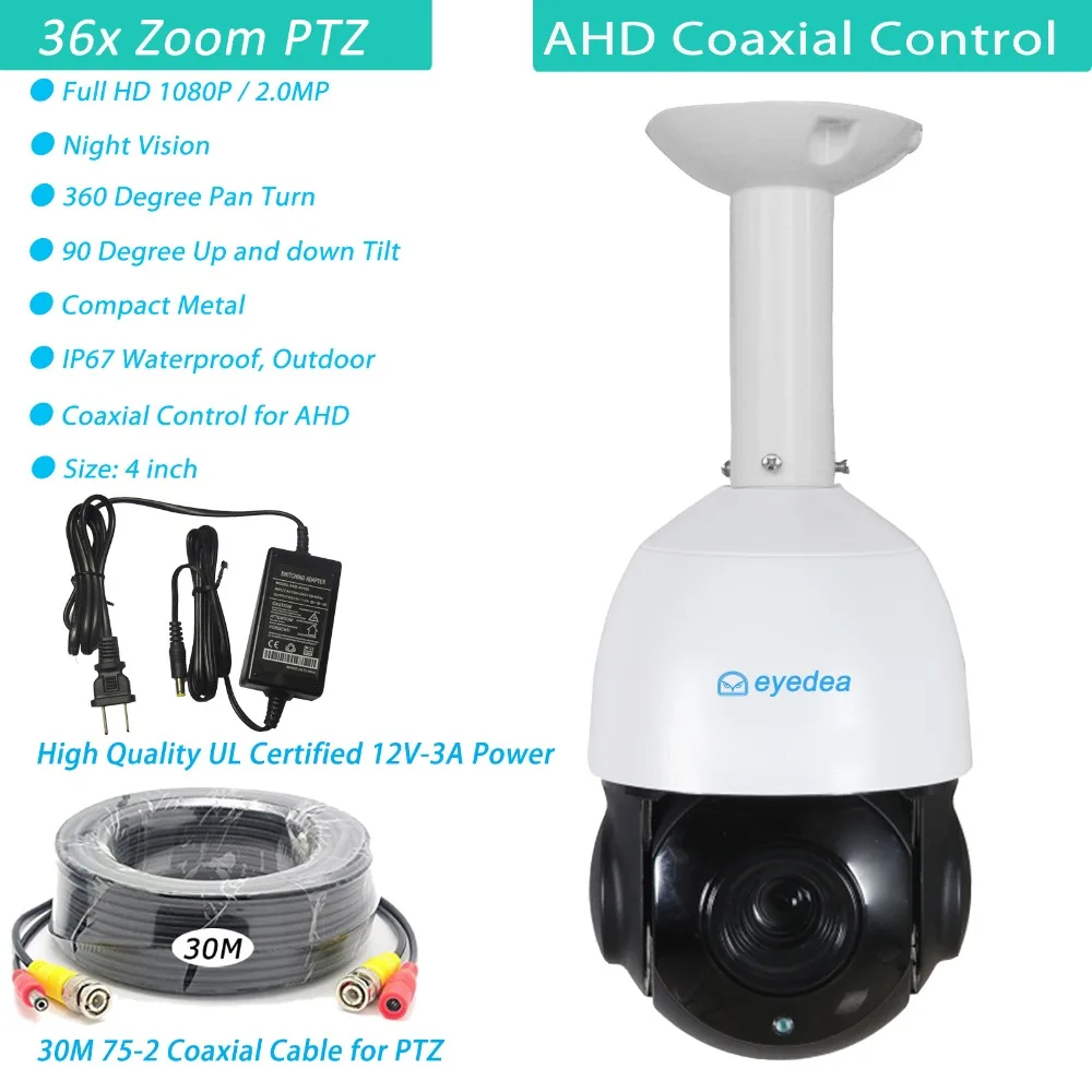 

Eyedea 36x Optical Zoom PTZ 1080P 2.0MP Dome 5500TVL AHD TVI CVI IP66 Waterproof RS485 Night Vision CCTV Security Camera Ceiling