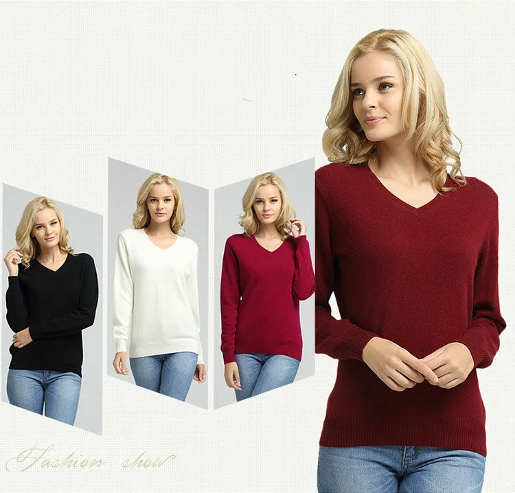 Camisola de Malha Feminina de Manga Comprida com Decote em v de Cashmere Suéter e Pulôver Jveii Mulheres Jumpers Feminino Outono Inverno Magro Ocasional 1 Weddings & Events