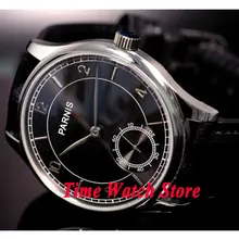 Часы Parnis 44 мм с черным циферблатом и серебристыми стрелками 6498 механические мужские часы 31