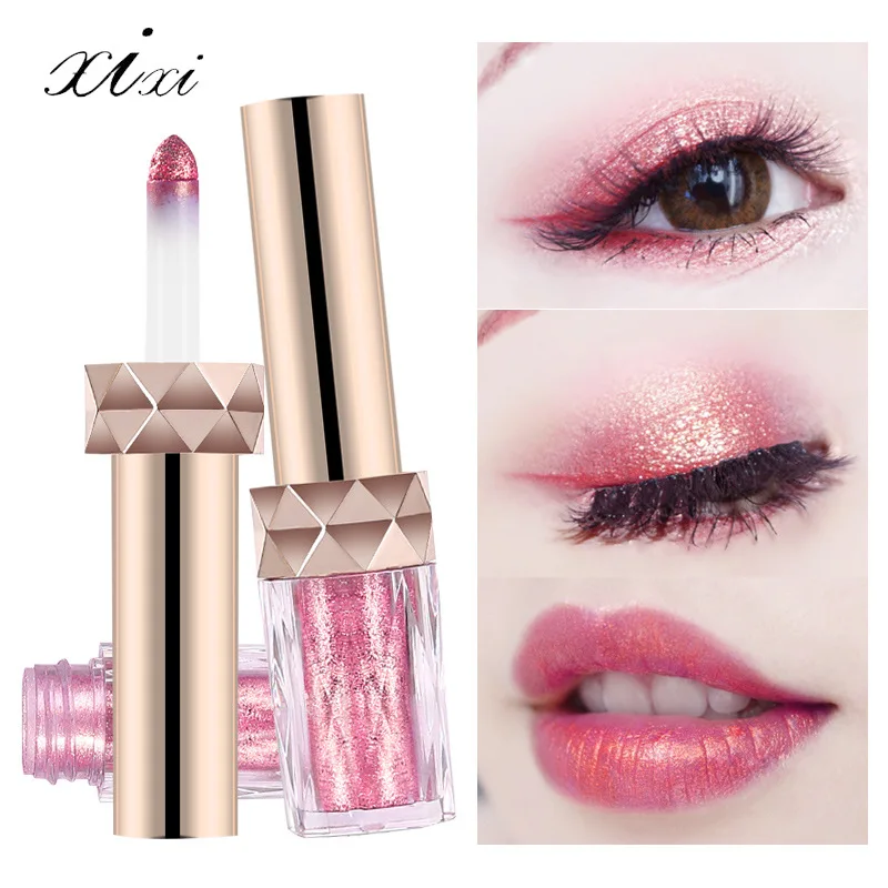 

Brand Shimmer Lipstick Long Lasting Metalic Lip Tint Eyeshadow Powder 2 In 1 Glitter Pigment Lipgloss Lips Eyes Maquiagem Kit