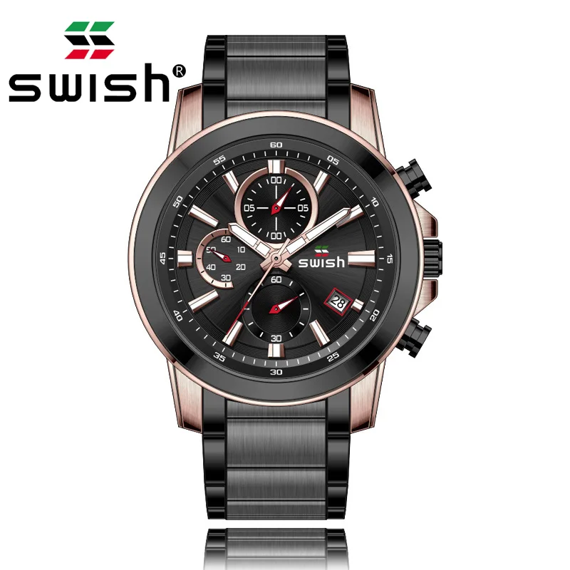 

SWISH 2019 Watch Men Sport Quartz Fashion Steel strip Clock Mens Watches Top Brand Luxury Waterproof Business Watch