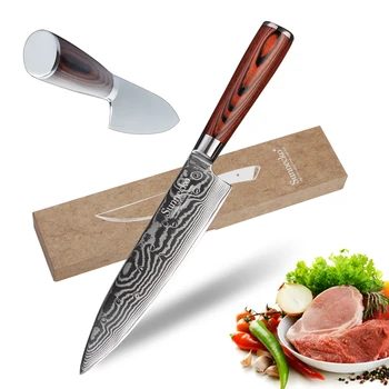 

SUNNECKO Chef Knife Kitchen Knives Japanese VG10 Damascus Steel Sharp Strong 8" inch Cutter Tools Blade Pakka Wood Handle