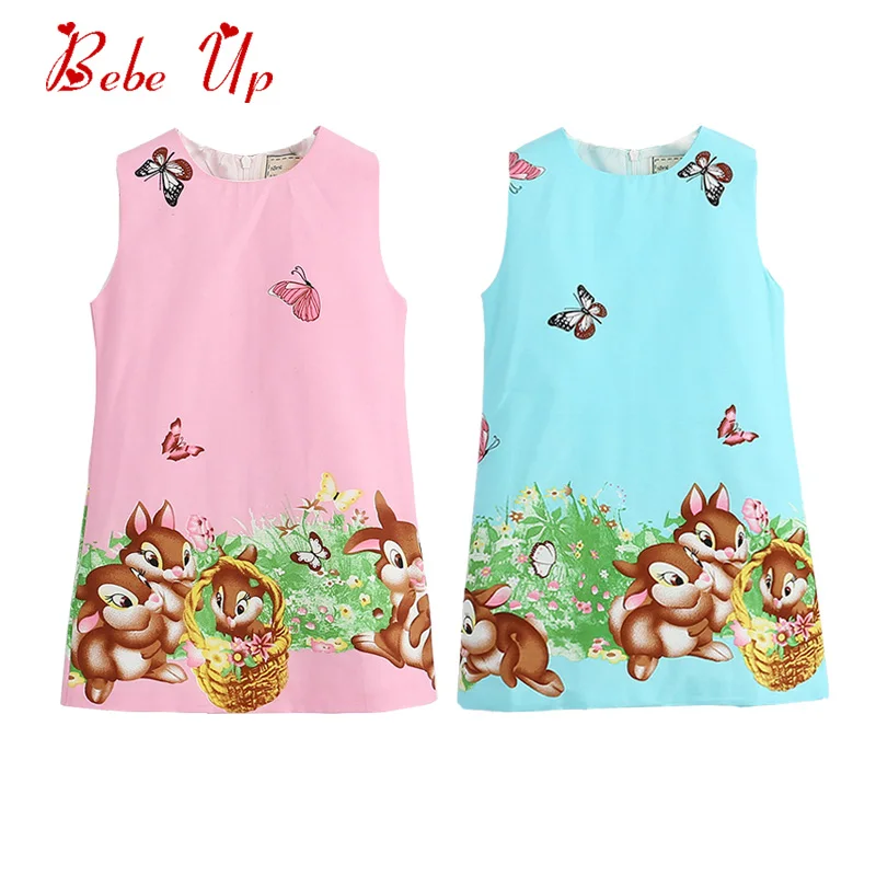 

Kids Summer Dress For Girls Cartoon Bunny Little Girl Fashion Princess Dress Sleeveless Animal Print Toddler Girl Frocks 8 Years