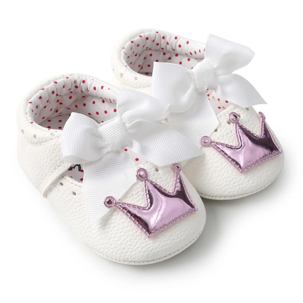 Летняя детская обувь для новорожденных девочек с мягкой подошвой, повседневные хлопковые туфли с короной для принцессы