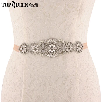 

TOPQUEEN Bridal Sash Belt Rhinestones Belt Bridal Dress Accessorie Rhinestone Metal Belt Bridal Elastic Belt Shiny Belt SJD-S94