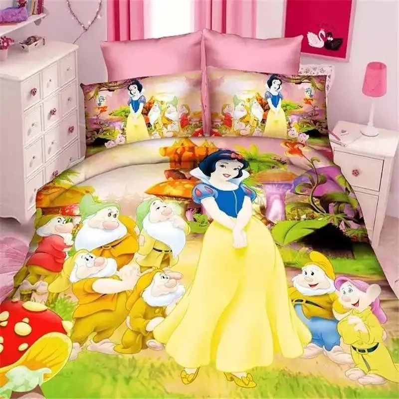  Snow White bedding set single bed cover beauty disney princess girl comforter cover cartoon fairy b