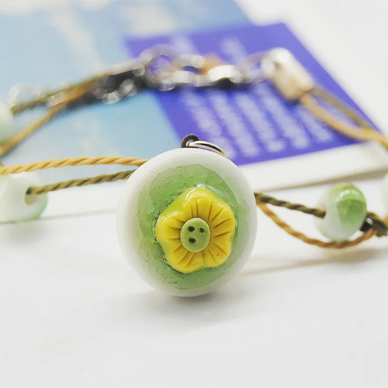 

Original New Fashion Ceramics Flowers Girls Bracelet Women Cute Charms Beads Chain Bracelet Bracelet Lucky Handmade Jewelry Gift
