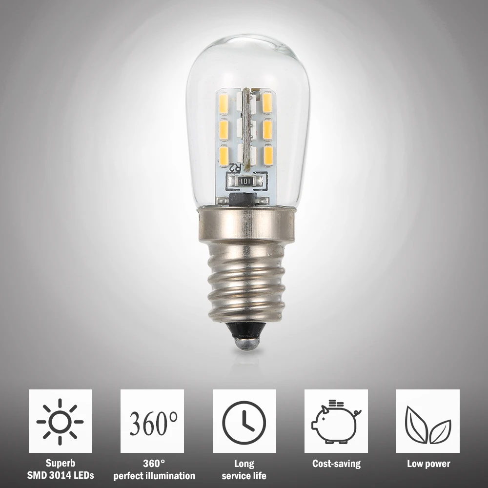 

Mini Refrigerator Light Not waterproof Fridge Lamp AC110V/220V LED E12 Bulb Base Socket Holder SMD3014 1.5W Energy-saving lamps