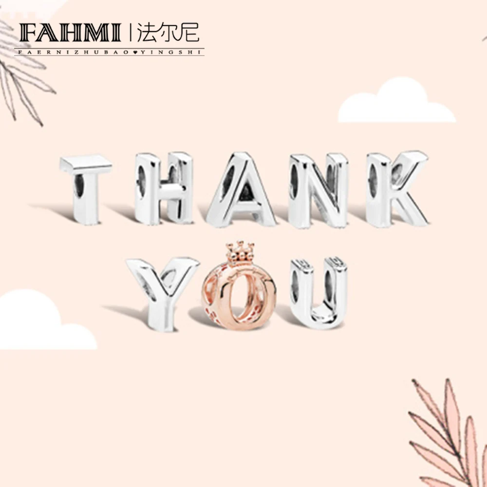 

FAHMI 2018 100% 925 Sterling Silver New Thank You For Thanksgiving Charm Suitable Holiday Surprise Gift Original Jewelry