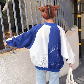 

2019 Spring Summer New Women's Jacket Short Street BF Wind Loose Printing Splice Sun Protection Clothing Casual Jackes Coat B183