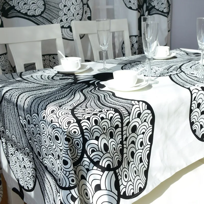 Элегантный обеденный стол в богемном стиле, модная черно-белая кухонная скатерть s, дизайнерские Современные вечерние скатерти