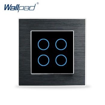 

Metal 4 Gang 1 Way Touch Switch Glass Wallpad Luxury Wall Switch Aluminium Satin Metal Panel 4 Gang Smart Touch Switch Module
