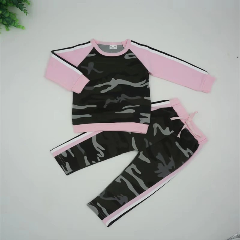 

The long-sleeved spring and autumn camouflage suit, girls' sports suit, children's long-sleeved two-piece suit