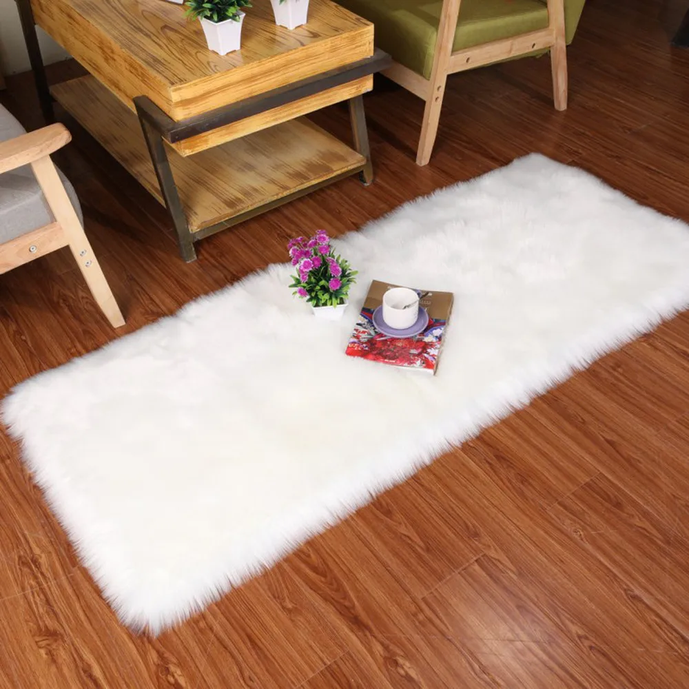 Christmas decorations for home Carpet Soft Rug Cover Sheepskin Wool Warm Hairy Carpet Seat Mats Rug for livingroom bedroom