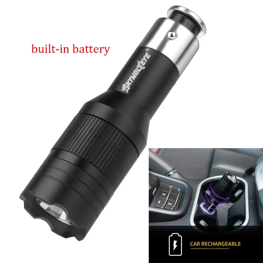 

Mini Rechargeable LED Flashlight Car Charging Flashlight Built in Car Charger Battery Helpful Outdoor Camping Torch Lantern