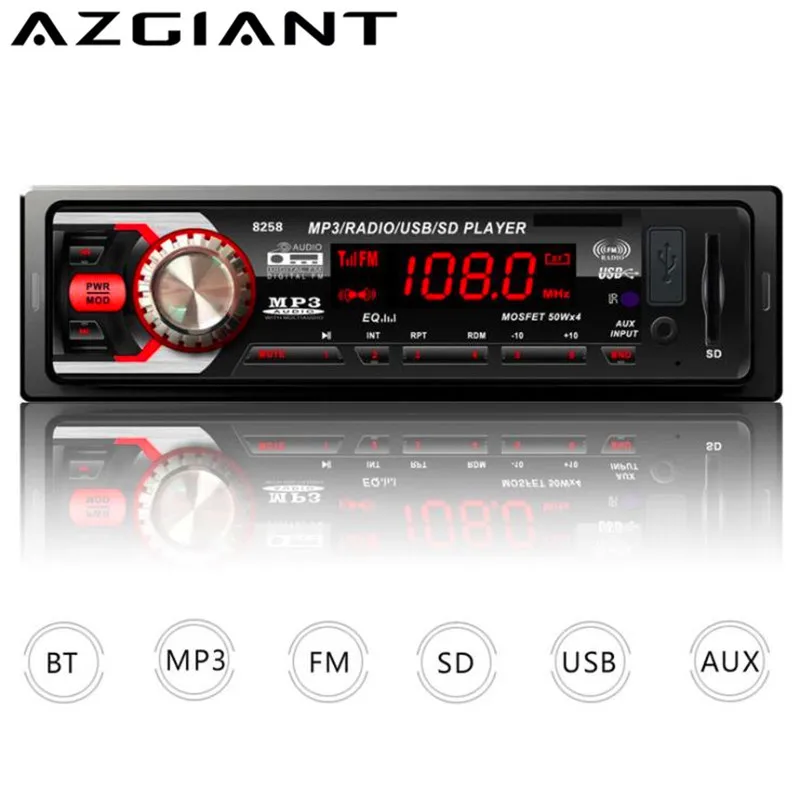 

AZGIANT 12V 1DIN Car Radio Player Bluetooth Media Receiver MP3 Player FM Radio USB SD MMC Port AUX In Music Plays