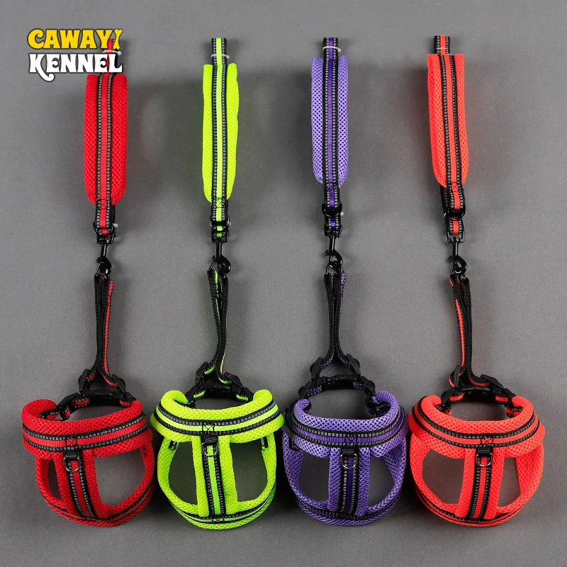 

CAWAYI KENNEL Nylon Solid Soft Pet Dog Chest Back Traction Rope Harness Leash Set Training Walking Leads For Dogs Pet Supplies