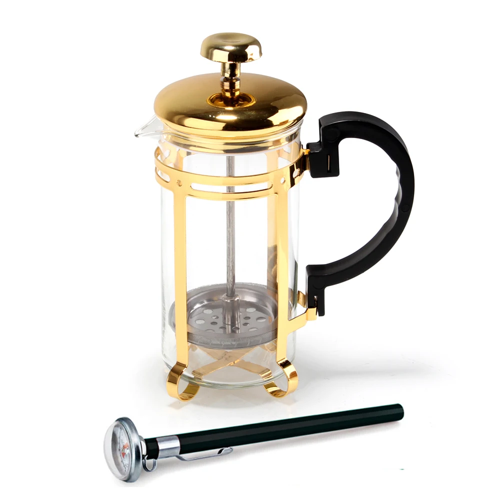 

350ml French Press Glass Coffee Cup Maker Cafetiere Filter with Thermometer