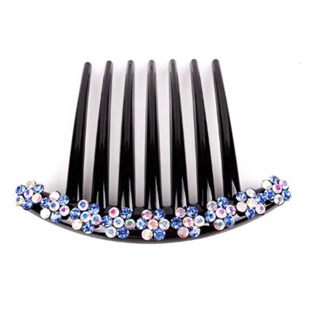 Rhinestone Bobby Pins Crystal Hair Clip Hair Female Wedding Bridal Hair Pins for Women Head Jewelry Korean Accessories Comb - Окраска металла: blue