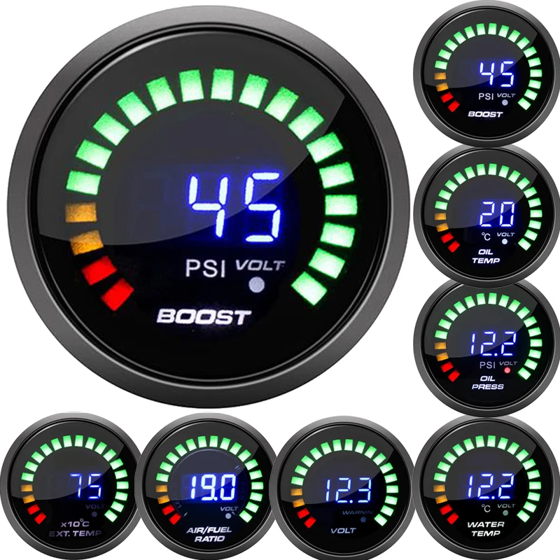 

2inch 52mm Car turbo boost gauge psi Exhaust gas temp water temp oil temp oil press Air fuel gauge voltmeter tachometer racing