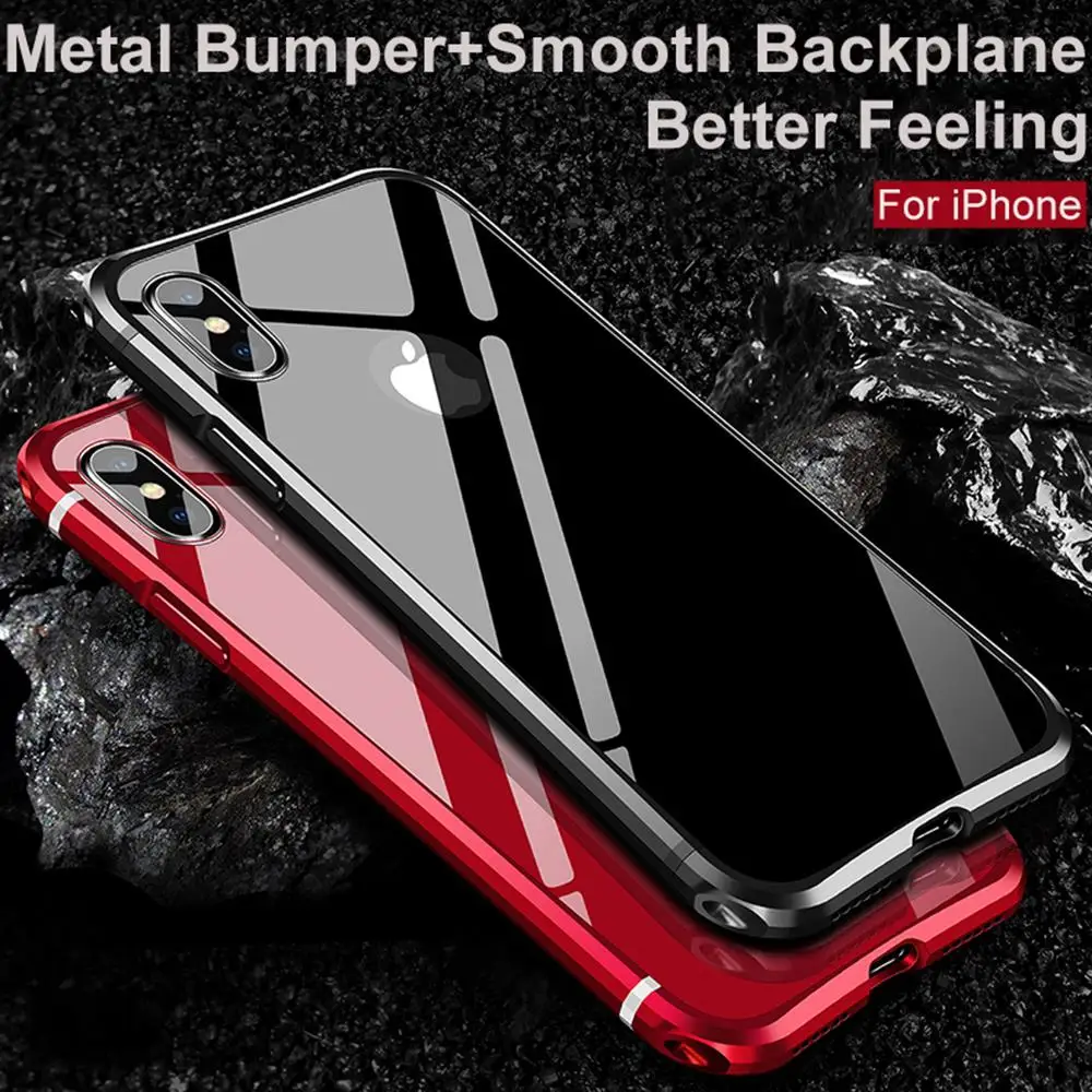 

For iPhone X 7 8 Plus Luxury Metal Frame Phone Case For iPhone 6 6S Plus Acrylic Backplane+Aluminum Bumper Full Back Cover Case