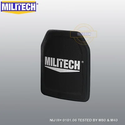 MILITECH 10x12 дюймов NIJ III+ автономная PE баллистическая панель NIJ уровень 3 плюс Номинальная бронежилет AK47 пуленепробиваемая пластина - Цвет: MILITECH LOGO