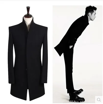 S-9XL! осенняя и зимняя мужская одежда, шерстяной мужской Тонкий Повседневный Тренч размера плюс, верхняя одежда, пальто - Цвет: Черный