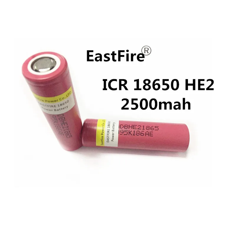 2PCS New EastFire For LG HE2 18650 2500mah li ion battery INR18650 HE2 ...