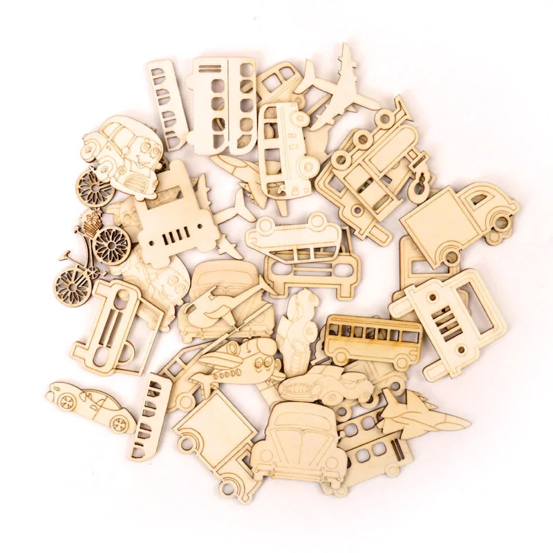 

Home Decoration Accessories Painting Scrapbooking Craft Wooden DIY Transportation Vehicles Shape Handmade 40-50mm 20pcs MZ271
