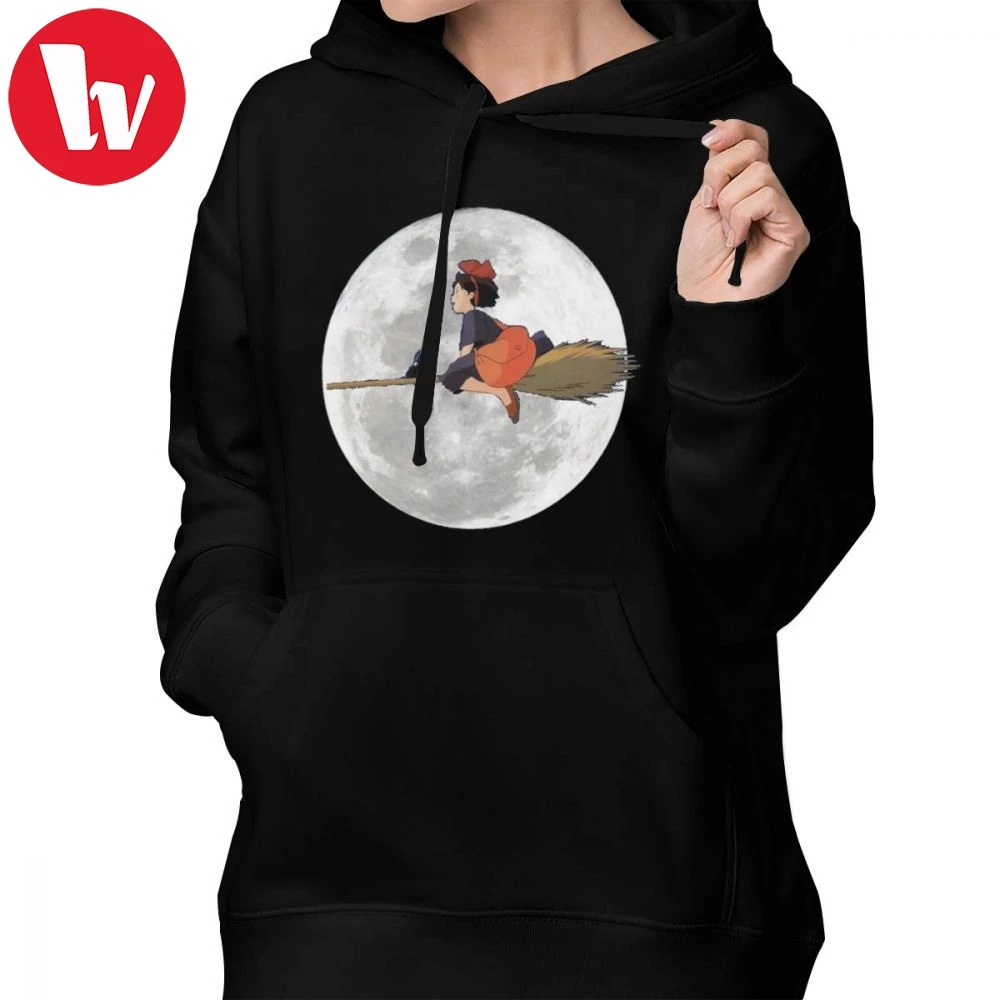 Witch Moon Hoodie Kiki's Delivery Service Hoodies White Simple Hoodies Women Graphic Street wear XXL Cotton Pullover Hoodie
