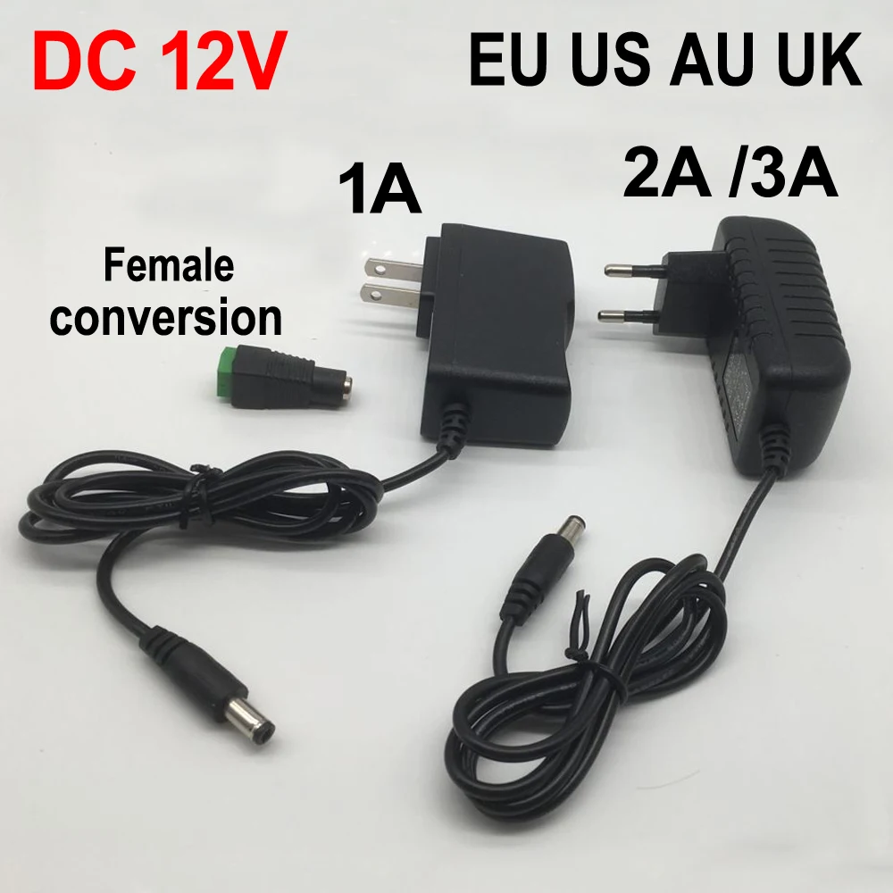 AC 110V 220V to DC 12 V 1A 2A 3A трансформатор источник питания светодиодный адаптер 12 Вольт 12 V конвертер зарядное устройство для светодиодных лент