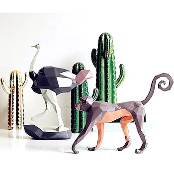 

Geometric Aspect Ostrich Statue Simulation Animal Resin Craftwork TV Cabinet Soft Living Room Decoration Gift L2810