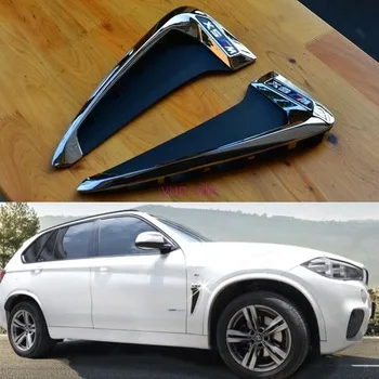 2 Pcs ABS Car Front Fender Decoration Side Air Vent Nozzle Stickers Car-styling Covers For 2014-15 BMW X5 Acessories