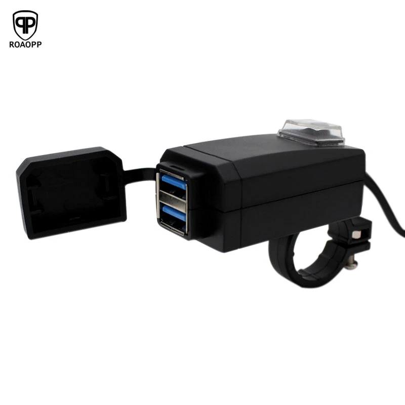 Universal Waterproof Motorcycle Phone Charger Dual USB 12V Power Supply Adapter