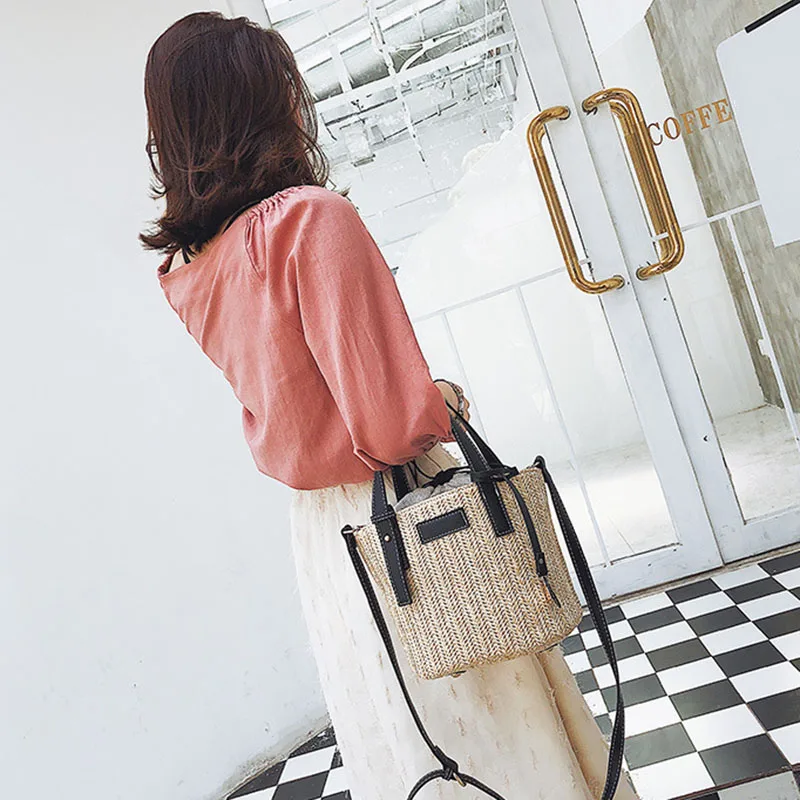 Новая женская плетеная солома сумка Простая Регулируемая ремешки большая емкость сумка KA-BEST