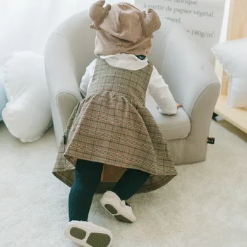 

Plaid dress for baby casual a-line cotton baby clothes 1 years birthday party costumes toddler girls clothing kids infant dress