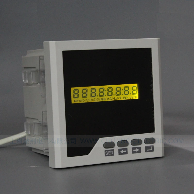 

Single phase Multi-function power Meter LCD AC 0-450V A V Hz W KWH PF cos panel meter with 2 relay alarm output and RS485