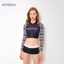AONIHUA Tight Sport Bodysuit Waterproof Swimsuit Women Swimwear Floral Print Long Sleeve Bathing Suit Floral Design AONIHUA Tight Sport Bodysuit Waterproof Swimsuit Women Swimwear Floral Print Long Sleeve Bathing Suit Floral Design