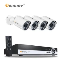 EINNOV plug and play Security Camera CCTV System 4ch 1080P POE NVR Kit 4pcs with audio 2MP IP Camera IR 20M Surveillance Set hdd