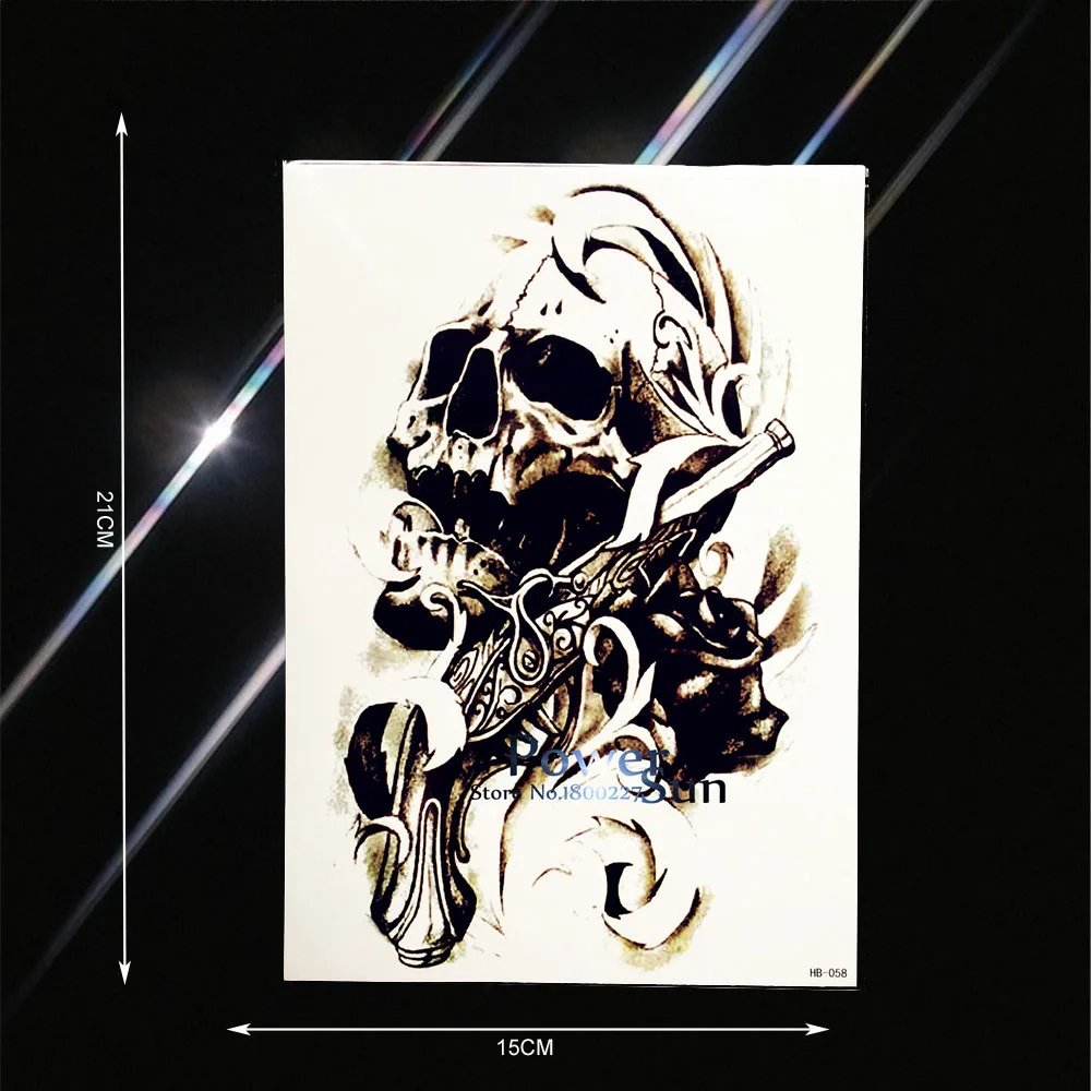 waterproof spray evil skull gun temporary tattoo sticker fake rose waterproof spray evil skull gun temporary tattoo sticker fake rose