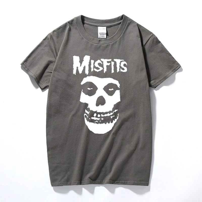 Новая мужская хип-хоп панк череп misfits брендовая хлопковая футболка с коротким рукавом marve - Цвет: Темно-серый