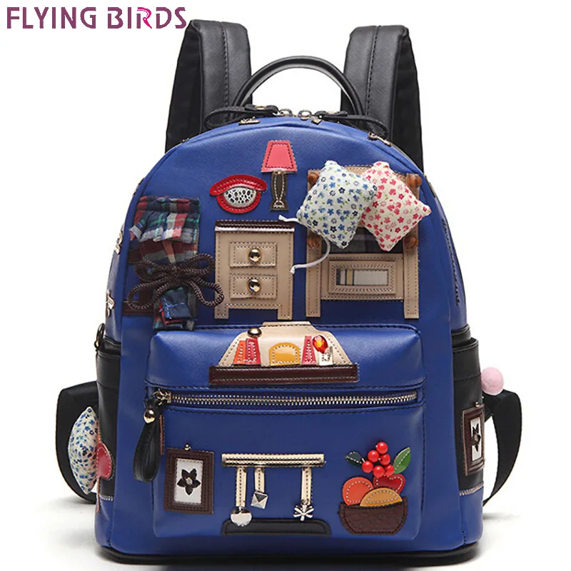 ФОТО FLYING BIRDS women backpack school bags leather daily backpack women's travel bag good quality student mochila rucksack LM3200fb