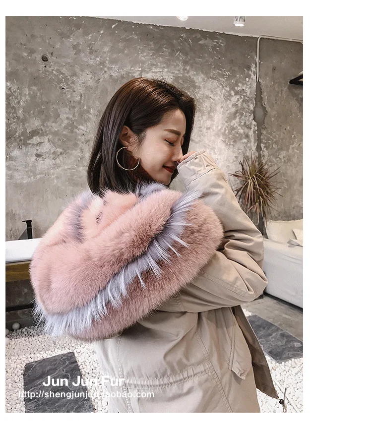 Piecon Female New Fox Inner Bile Parker Overcoat Long Couple Out-of-season Cleaning Fur Overcoat