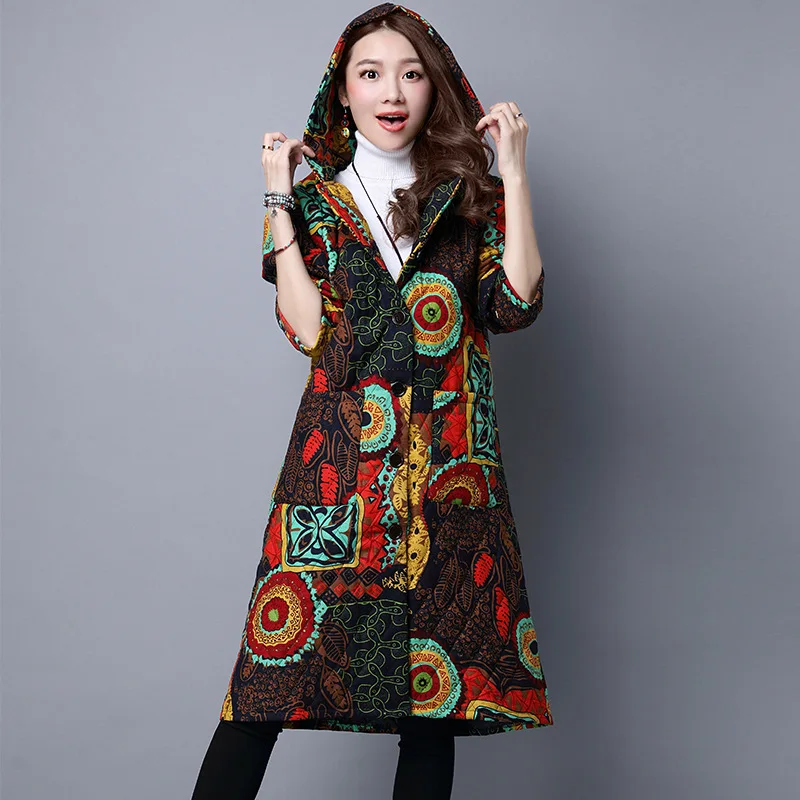 Et Parkas 4 1 Pardessus Manches Veste Épais 2 Chinois Mode Coton Femmes 3 Plein Automne Long Style Capuchon À Lin Hiver Manteau 1Bwa0a