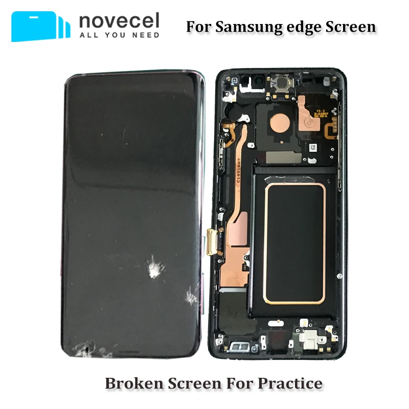 

Broken Screens with Frame For Samsung S6 edge + S7 edge S8 S9 + Note 8 LCD Display Touch Works Fine Image defects for Practice