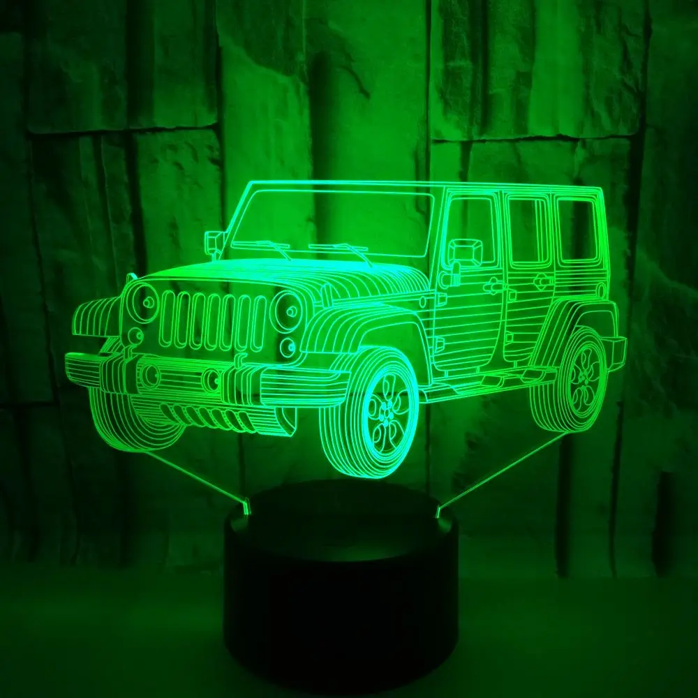 Крутой Джип автомобиль форма многоцветная настольная лампа 3D светодиодный USB
